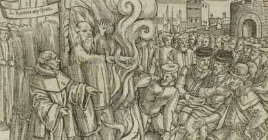 Illustration depicting the martyrdom of Thomas Cranmer