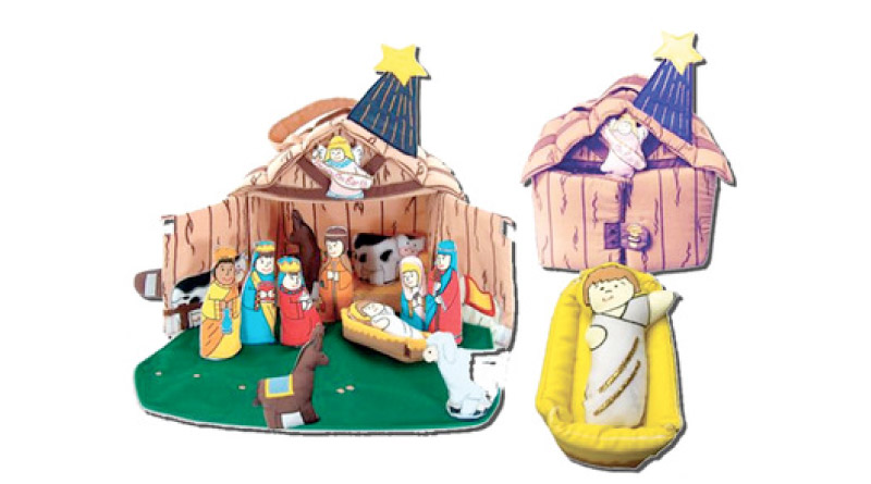 Melissa & Doug 12 PC Wooden Nativity Set Stable Mary Jesus Joseph Sheep for sale online 